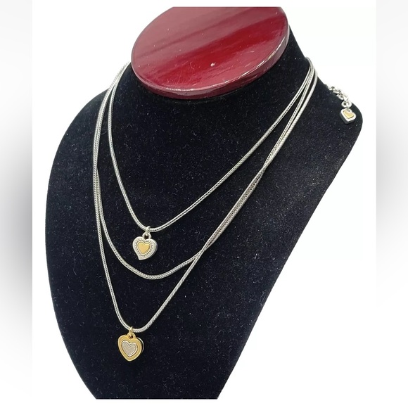 BRIGHTON Layered Necklace Choker Heart Pendants Reversible Love Fashion Jewelry - Picture 2 of 10